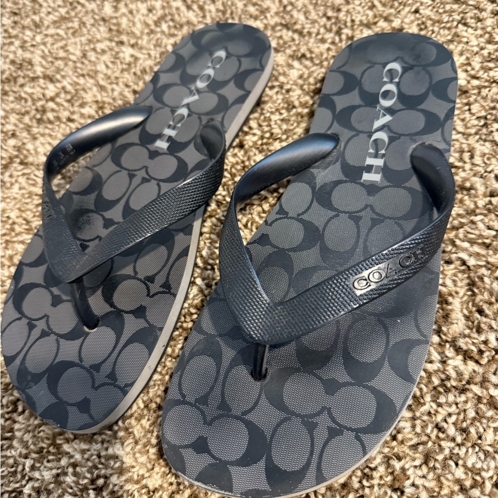 Coach Dark Gray Patterned Flip Flops - image 2